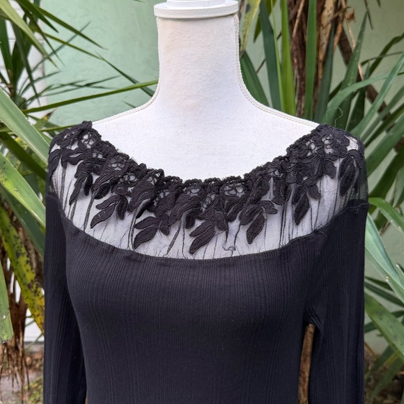 Free People Admire Me Black Lace Off Shoulder Shirt - Picture 4 of 9